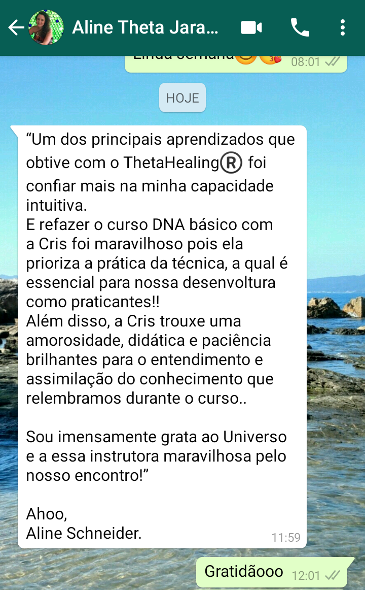 Depoimento de Aline, aluno(a) de ThetaHealing® com Cristiane Matias