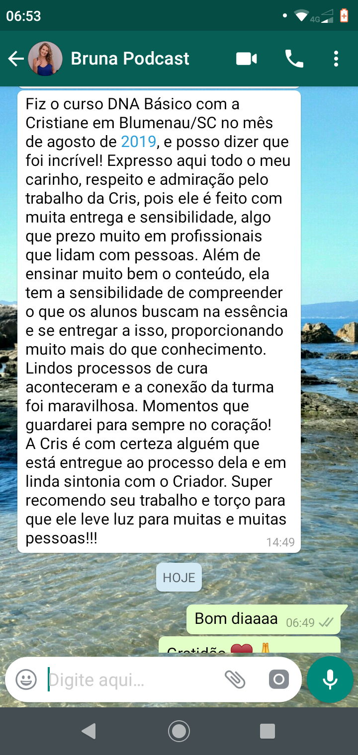 Depoimento de Bruna, aluno(a) de ThetaHealing® com Cristiane Matias