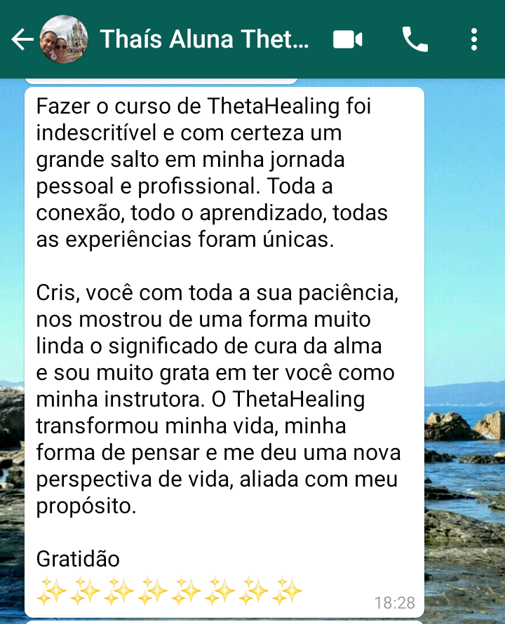Depoimento de Thaís, aluno(a) de ThetaHealing® com Cristiane Matias